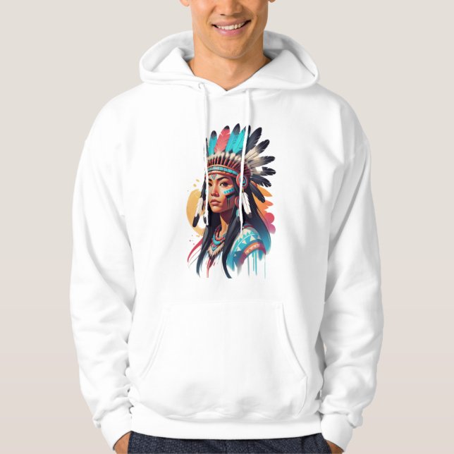 Sudadera Tatuaje de linework nativo americano diseña hoodie (Anverso)