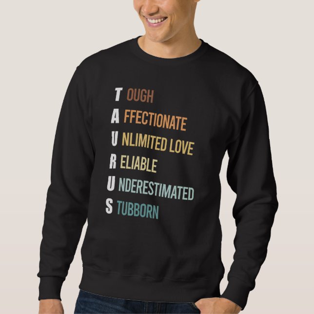 Sudadera Taurus Apparel Zodiac Rótulo Hechos Horoscopio Ast (Anverso)
