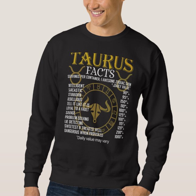 Sudadera Taurus Facts Zodiac Rótulo (Anverso)