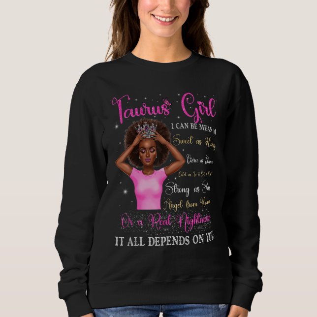 Sudadera Taurus Girl Black Queen Zodiac Birthday Afro Women (Anverso)