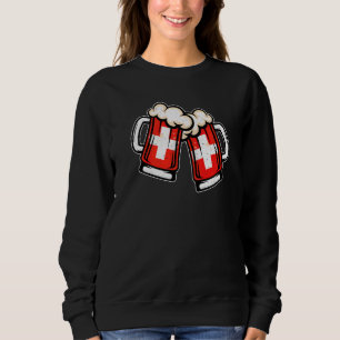 Sudadera Taza de cerveza con bandera de Suiza Cerveza suiza