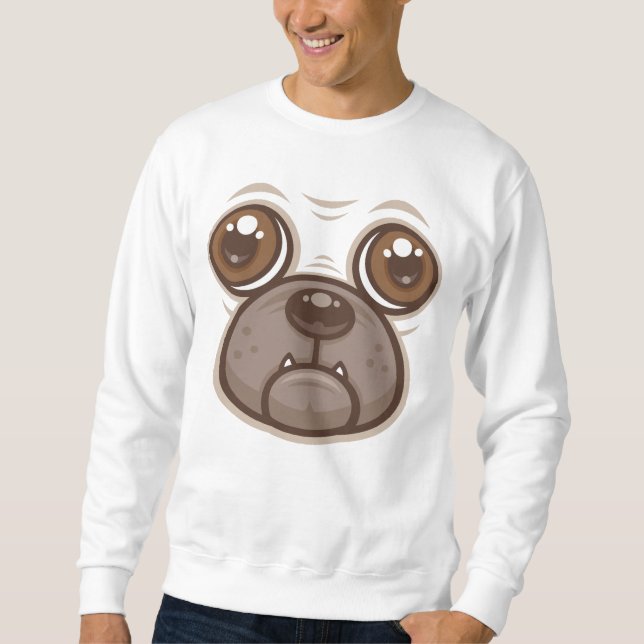 Sudadera Taza de Pug de Dibujos Animados Cara de Perro Cach (Anverso)