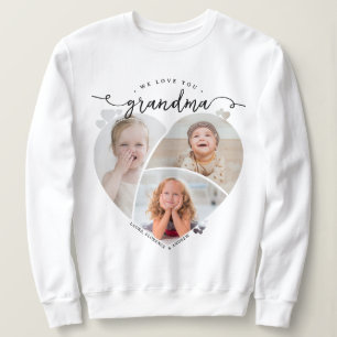 Sudadera Te Amamos Abuela Collage de Fotos en Forma de Cora