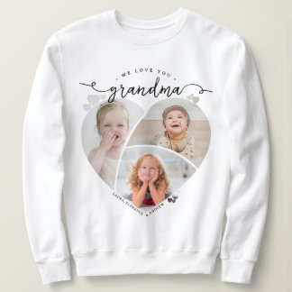 Sudadera Te Amamos Abuela Collage de Fotos en Forma de Cora