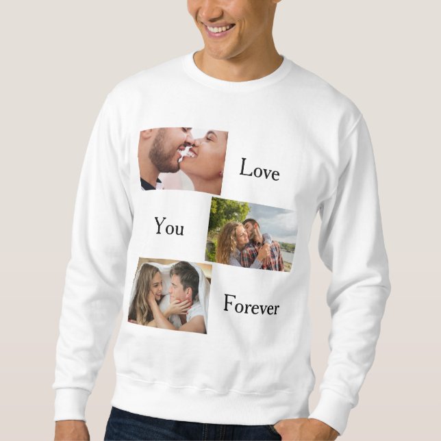 Sudadera Te amo por siempre Personalizado 3 Foto y nombre d (Anverso)