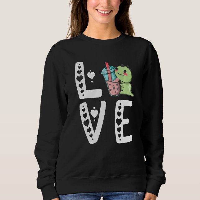 Sudadera Té de burbuja dinosaurios Cute Boba Tea Dino Sweet (Anverso)