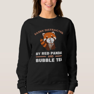 Sudadera Té de burbuja Rojo Panda Chocolate Cute Animales B