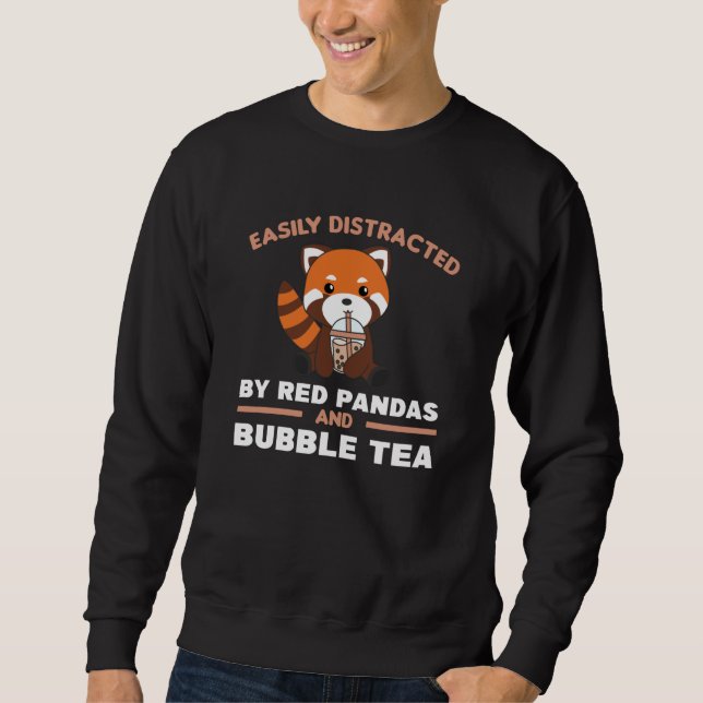 Sudadera Té de burbuja Rojo Panda Chocolate Cute Animales B (Anverso)