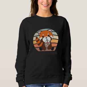 Sudadera Té de burbuja Rojo Panda Chocolate Cute Animales B