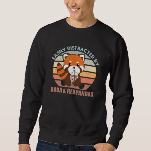 Sudadera Té de burbuja Rojo Panda Chocolate Cute Animales B