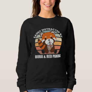 Sudadera Té de burbuja Rojo Panda Chocolate Cute Animales B