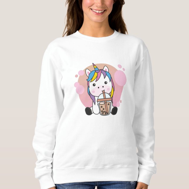 Sudadera Té De Burbuja Unicornio Con Animales Dulces De Cho (Anverso)