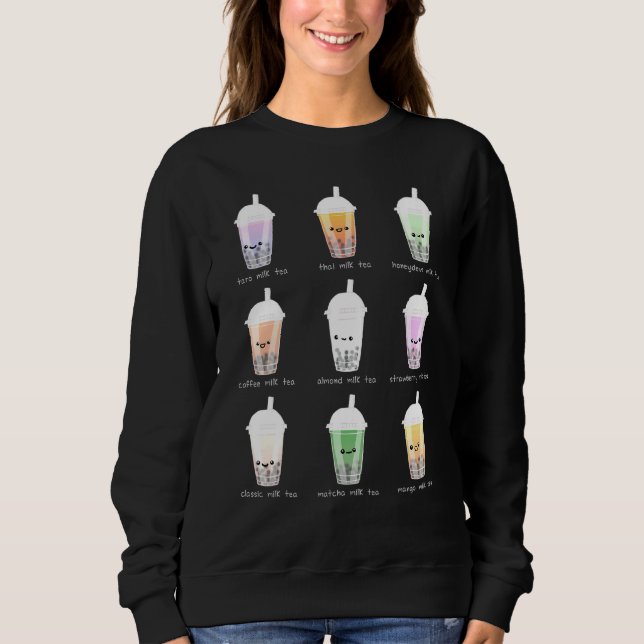 Sudadera Té De Burbuja Y Estética De Boba Pastel De Té Rosa (Anverso)