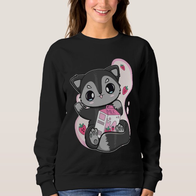 Sudadera Té de burbujas de leche de fresa Black Fox para Bo (Anverso)