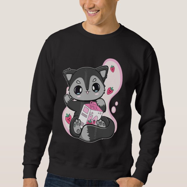 Sudadera Té de burbujas de leche de fresa Black Fox para Bo (Anverso)