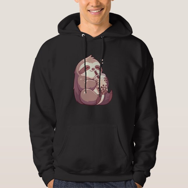 Sudadera Té de burbujas de Sloth Neko lindo Kawaii Anime S (Anverso)