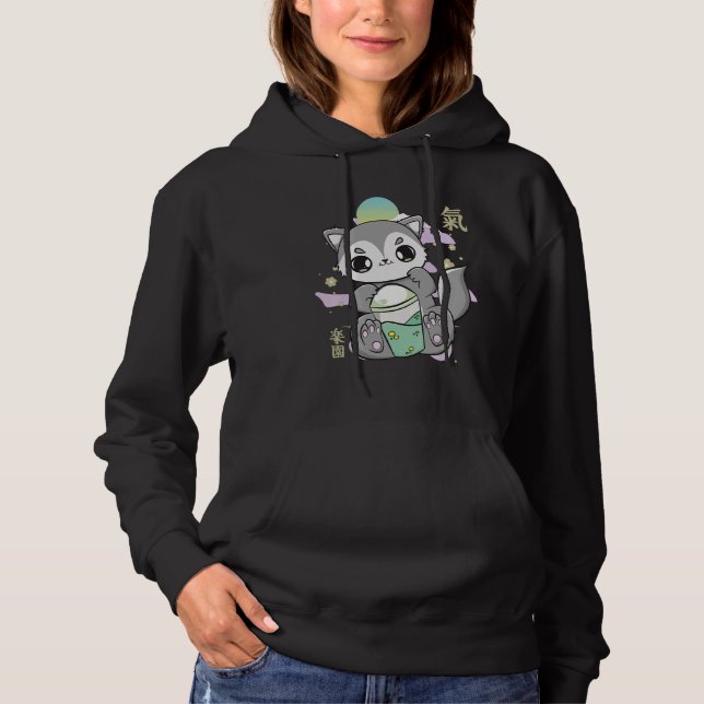 Sudadera Té de burbujas lácteo lindo lobo con boba (Anverso)