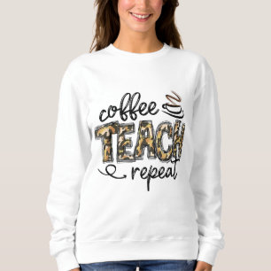 Sudadera Té de café leopardo repite té divertido del equipo