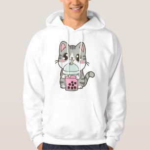 Sudadera Té de leche burbuja de gato Kawaii Kawaii Anime Ne