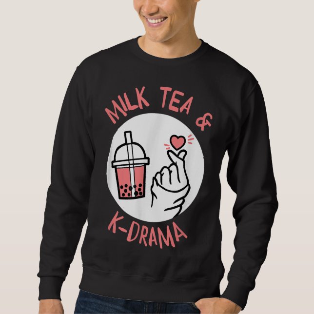 Sudadera Té de leche y K-Drama género y bebida favoritos (Anverso)