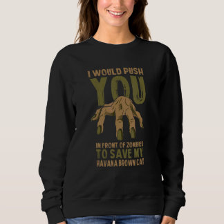 Sudadera Te Empujo A Los Zombies Para Salvar A Mi Gato Hava