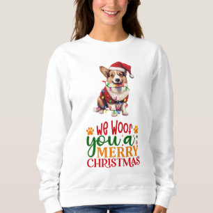 Sudadera Te saludamos con un dulce Corgi de Navidad