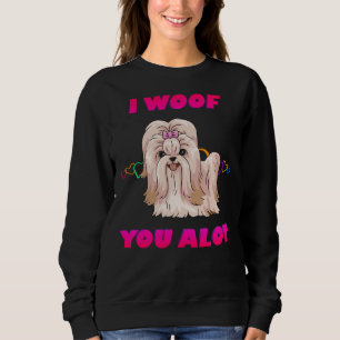 Sudadera Te Wooley Mucho Crema De Texto Rosa Shih Tzu