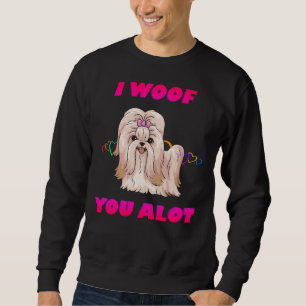 Sudadera Te Wooley Mucho Crema De Texto Rosa Shih Tzu