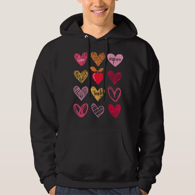 Sudadera Teach Inspire Love Lápiz Leopardo Flor Profesor L (Anverso)