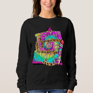 Sudadera Teach Love Inpire Cute Lápiz Leopardo Gráfico Teac