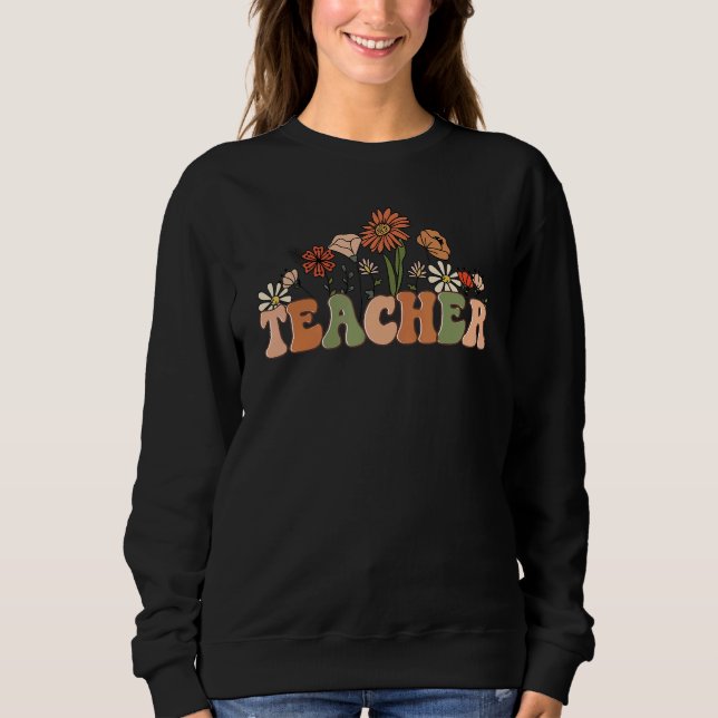 Sudadera Teach Peace Teacher Inspiration Peace Sign Hippie  (Anverso)