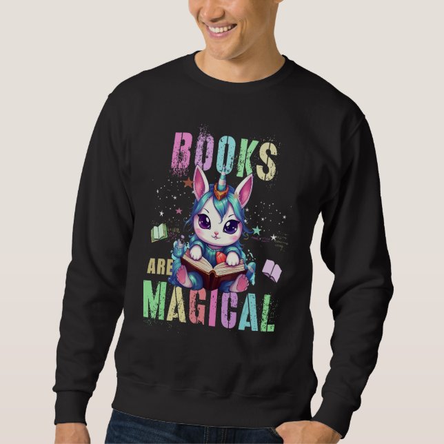 Sudadera Teacher BOOKS ARE MAGICAL Cat Unicorn School Libra (Anverso)