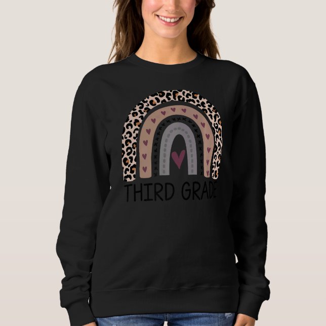 Sudadera Teacher de tercer grado Leopard Rainbow 3º grado T (Anverso)