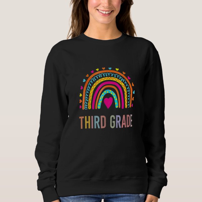 Sudadera Teacher de tercer grado Leopard Rainbow 3º grado T (Anverso)