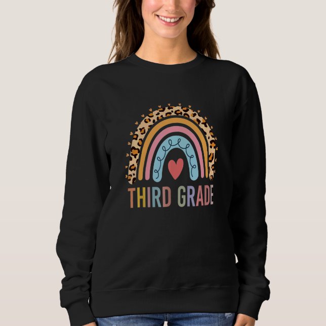 Sudadera Teacher de tercer grado Leopard Rainbow 3º grado T (Anverso)