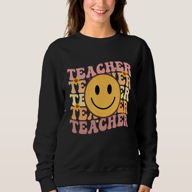 Sudadera Teacher Groovy Retro Hippie 3 (Anverso)