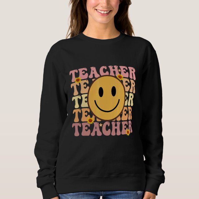 Sudadera Teacher Groovy Retro Hippie 4 (Anverso)