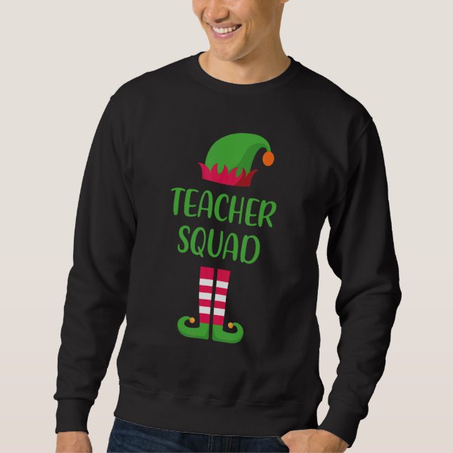 Sudadera Teacher Squad Elf Family Matching Group Christmas  (Anverso)