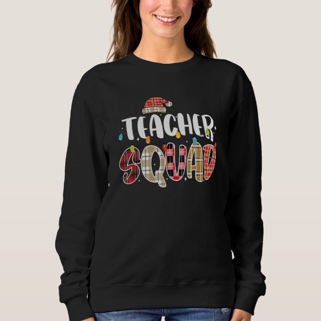Sudadera Teacher Squad Family Group Matching Christmas Paja (Anverso)