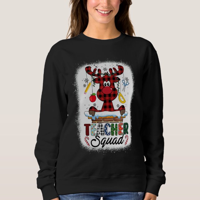 Sudadera Teacher Squad Reindeer Bleached   Teacher Christma (Anverso)