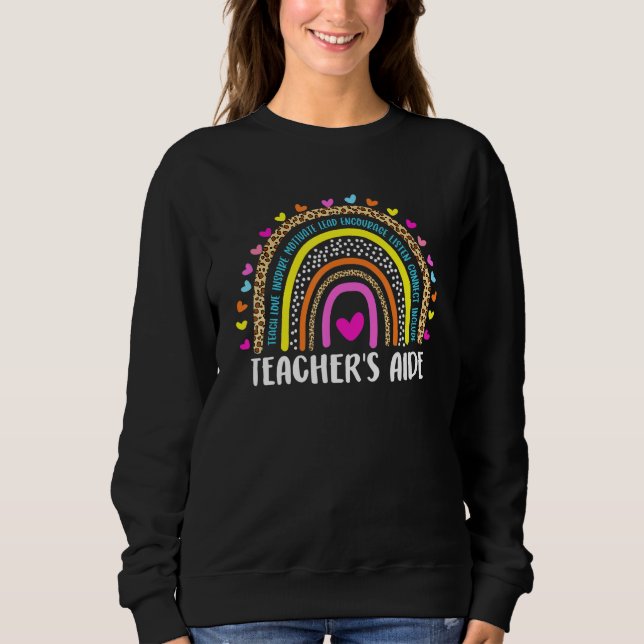 Sudadera Teacher's Aide Boho Leopard Rainbow back to school (Anverso)