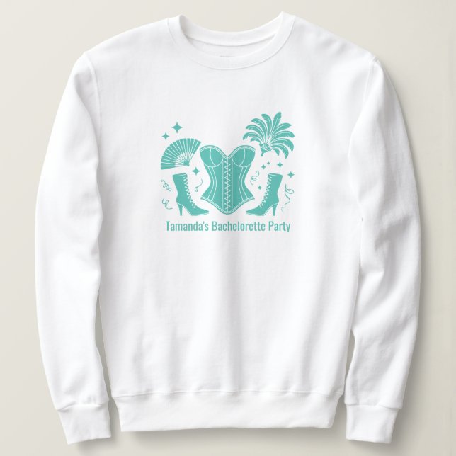 Sudadera Teal Las Vegas Showgirl Bridesmaid Bachelorette (Anverso del diseño)