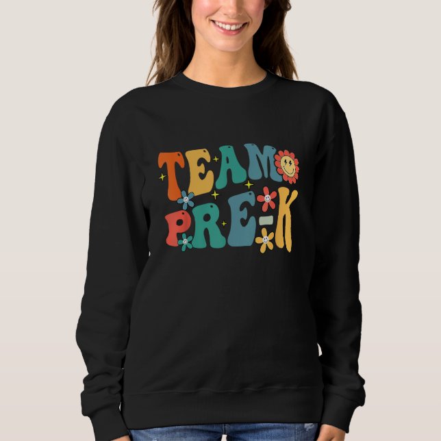 Sudadera Team Pre K Teacher Student Groovy Back To School F (Anverso)