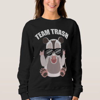 Sudadera Team Trash Opossum With Sunglasses Shows Rock Hand