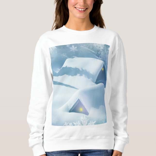 Sudadera Techo cubierto de nieve en un bosque (Anverso)