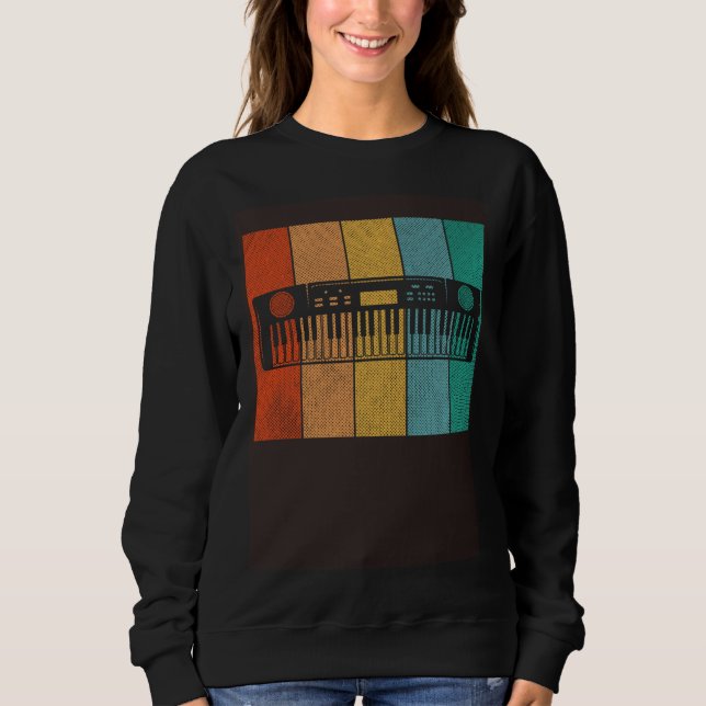 Sudadera Teclado Antiguo Teclado Músico Atardecer Retro (Anverso)