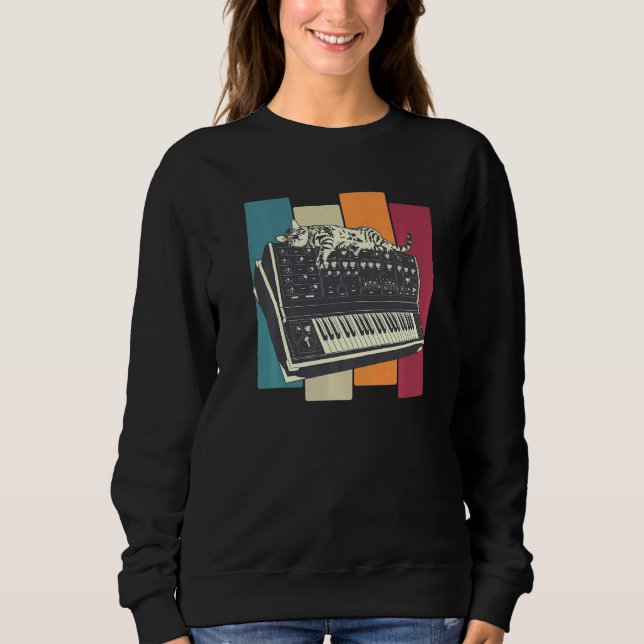 Sudadera Teclado de sintetizador modular Synth Cat (Anverso)