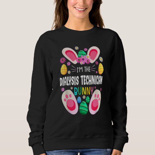 Sudadera Técnico de diálisis profesor conejo Día de Pascua  (Anverso)