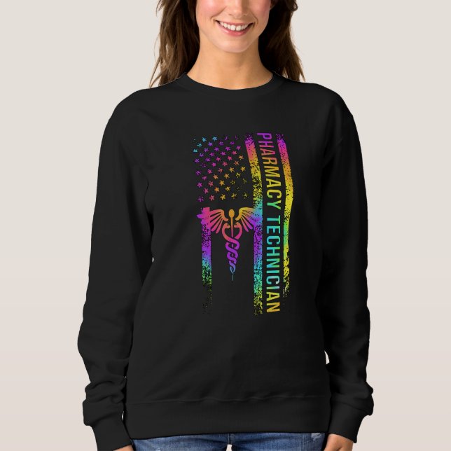 Sudadera Técnico de Farmacia US Flag Pharmacy Tech Pharm Te (Anverso)
