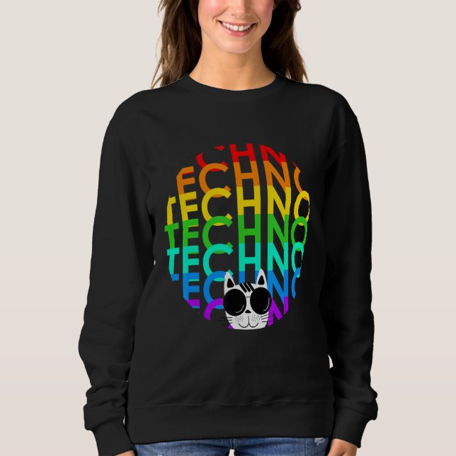 Sudadera Tecno Cat Dub Step Electro Music Synthesizer (Anverso)